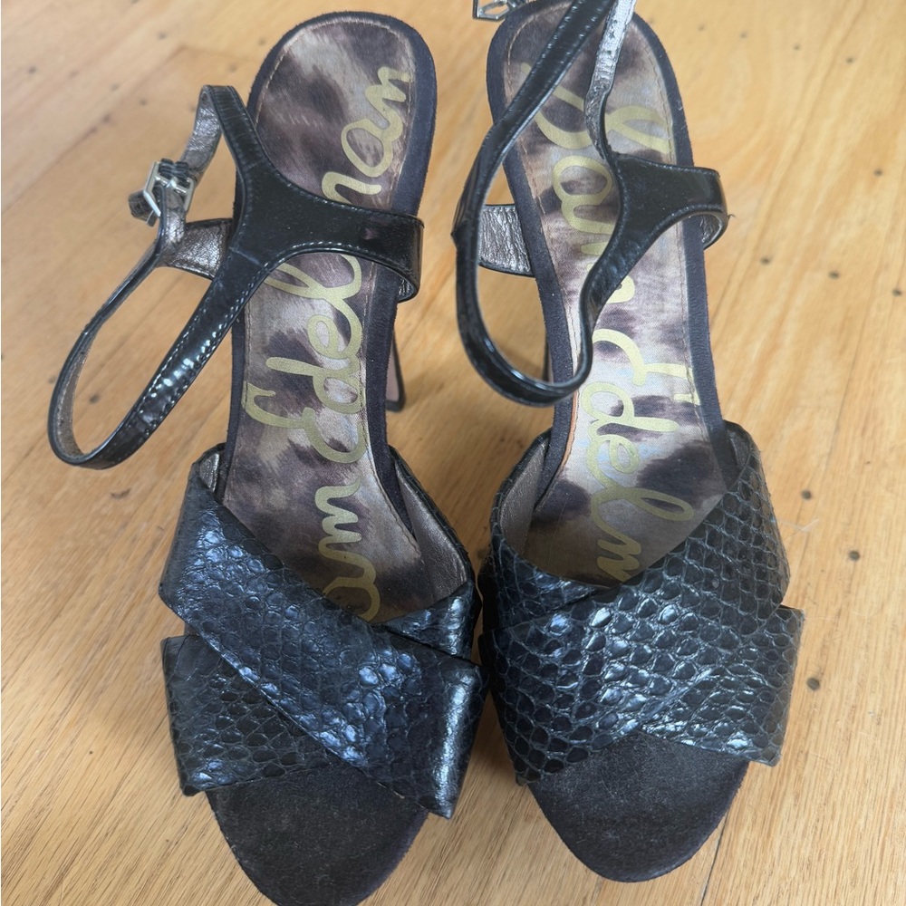 Sam Edelman Nadine Platform Heels - Black ‘Snakeskin’ Size 6